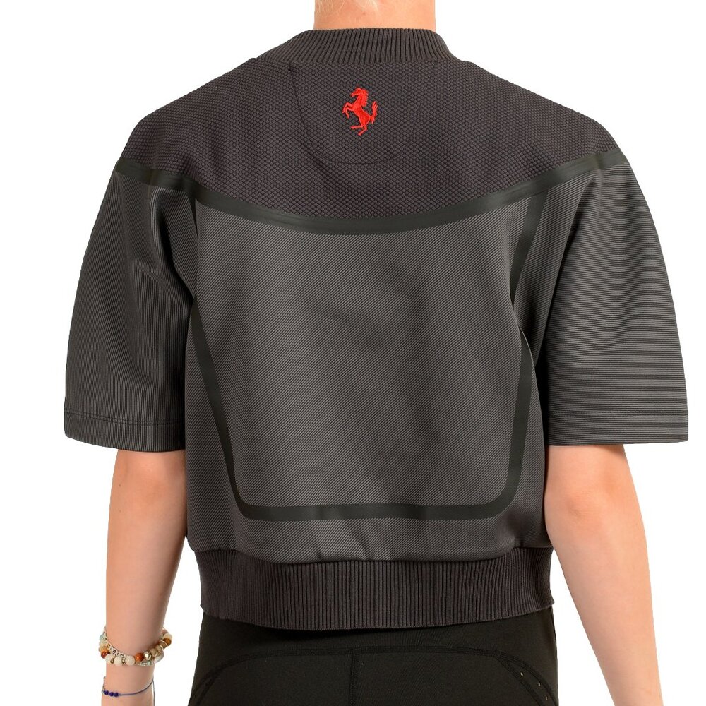 Scuderia Ferrari Women's Gray Short Sleeve Crewneck Cropped Top T-Shirt - Picture 3 of 6